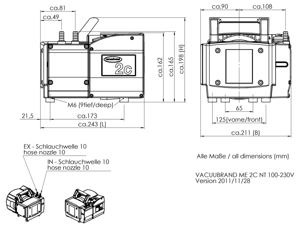 Vacuubrand ME 2C NT membrán vákuumszivattyú