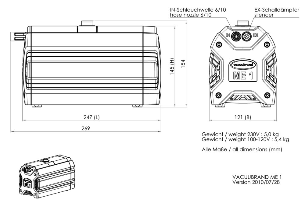 Vacuubrand ME 1 membrán vákuumszivattyú