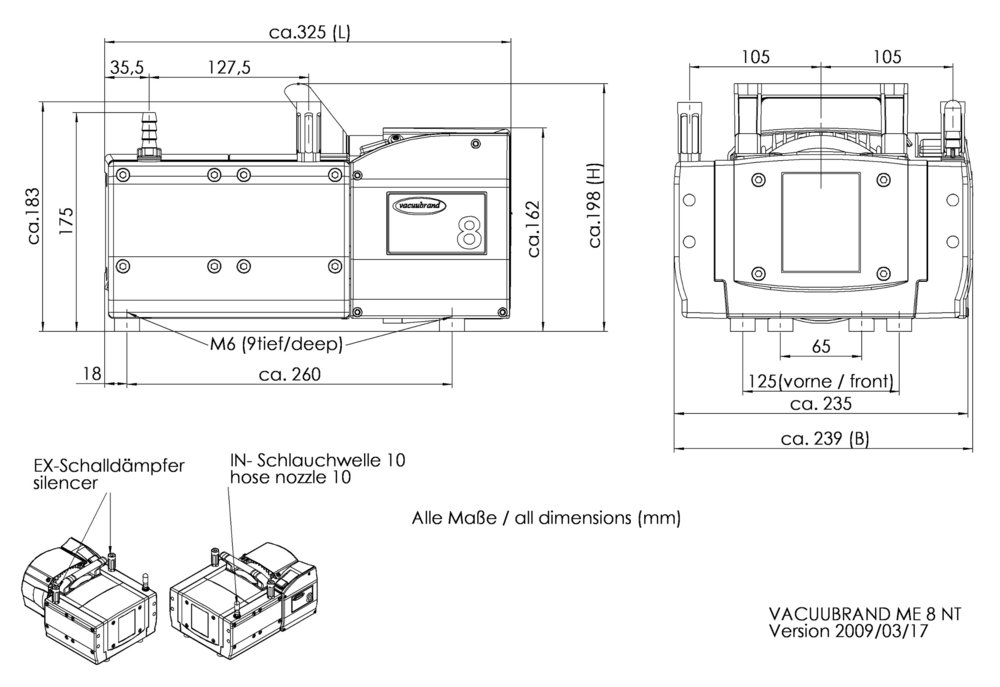 Vacuubrand ME 8 NT membrán vákuumszivattyú