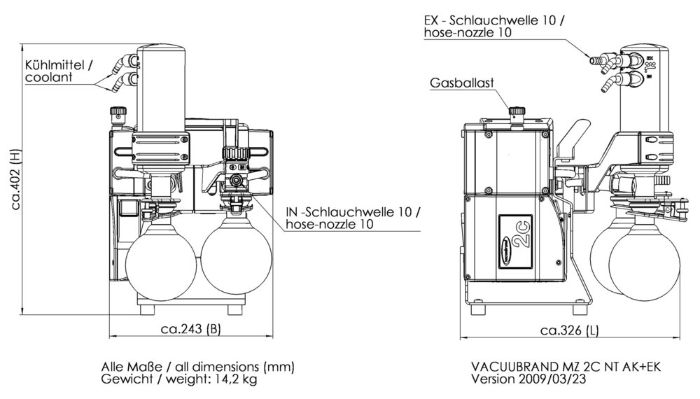 Vacuubrand MZ 2C NT +AK +EK membrán vákuumszivattyú