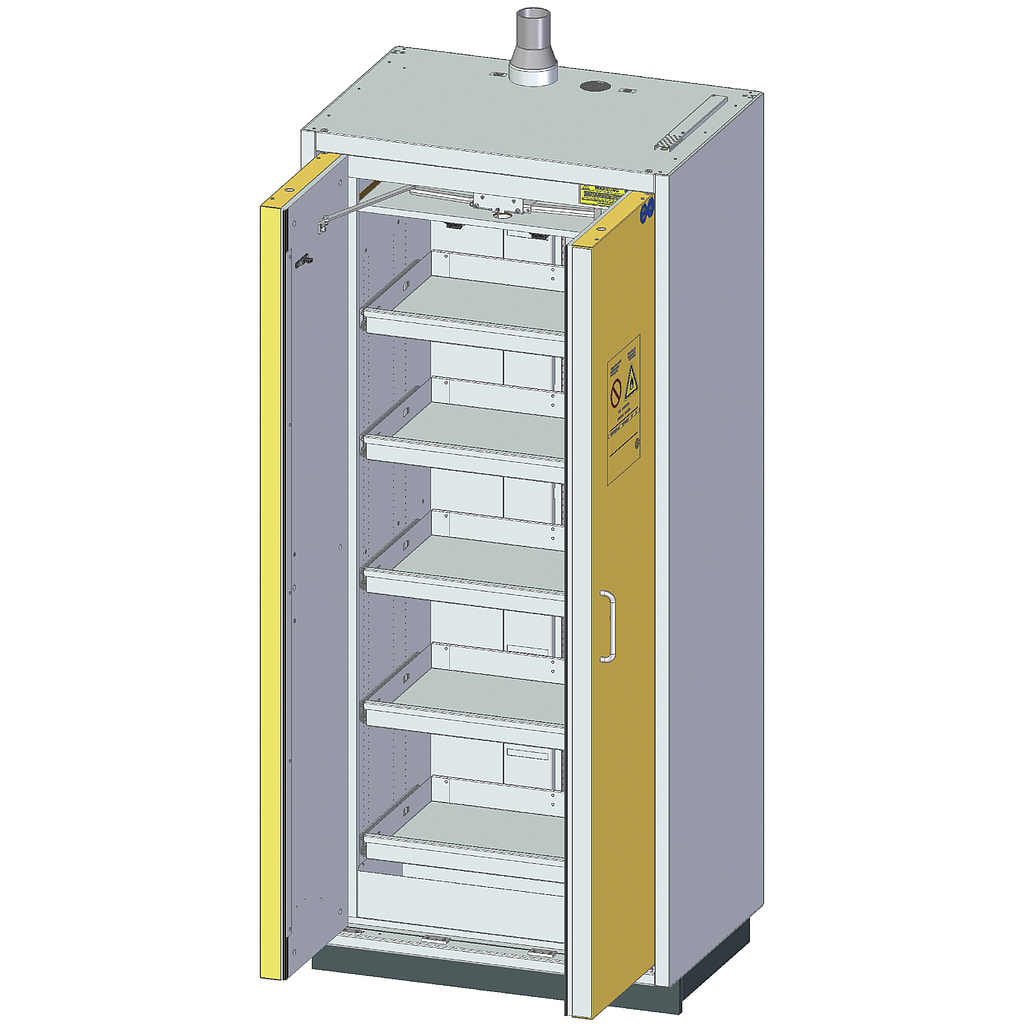 DÜPERTHAL Type 90 Classic PRO L safety storage cabinet with one-hand door handle &amp; 5 pull-out shelves