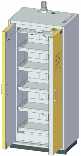 DÜPERTHAL Type 90 Classic PRO L safety storage cabinet with classical door handle &amp; 5 pull-out shelves
